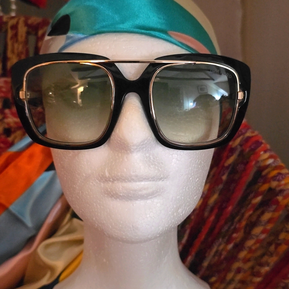 Tom Ford Black and Gold Sunglasses with Double Bridge